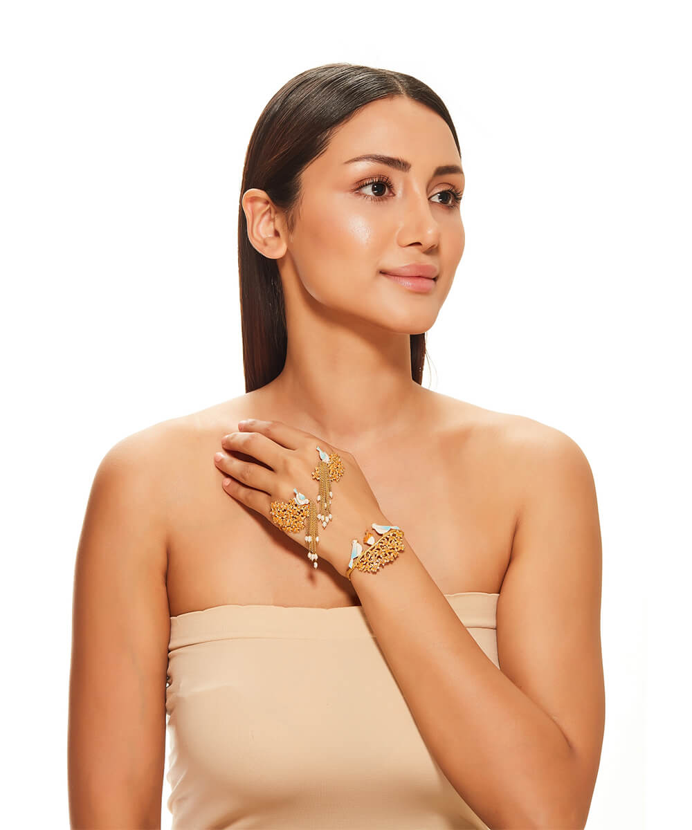 Luxury Cubic Zirconia Open Bridal Hand Palm Cuff Bracelet For Women Bangles  | eBay