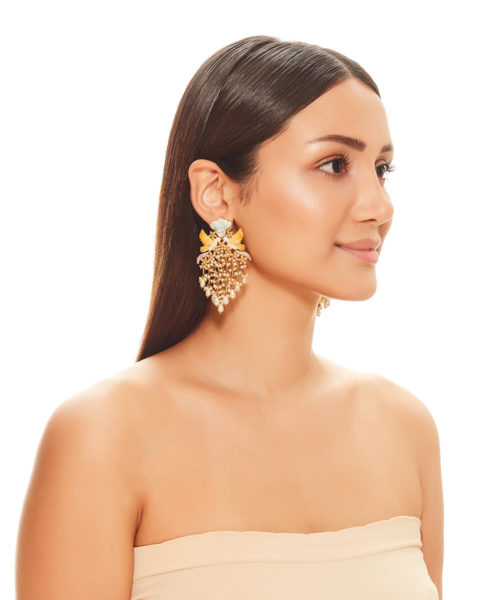 Dual Round & Oval MOP Cluster Pearl Earring – Adore By Priyanka